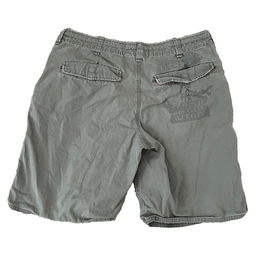 VTG Old Navy Miltary Shorts Men's 36 Gray Drawstring Graphic Grunge Gorpcore